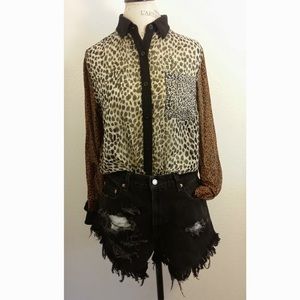 Chiffon cheetah print blouse
